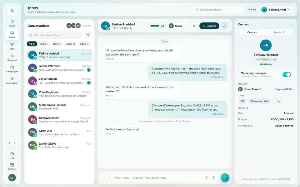 The Stravax Engage inbox shown in light theme
